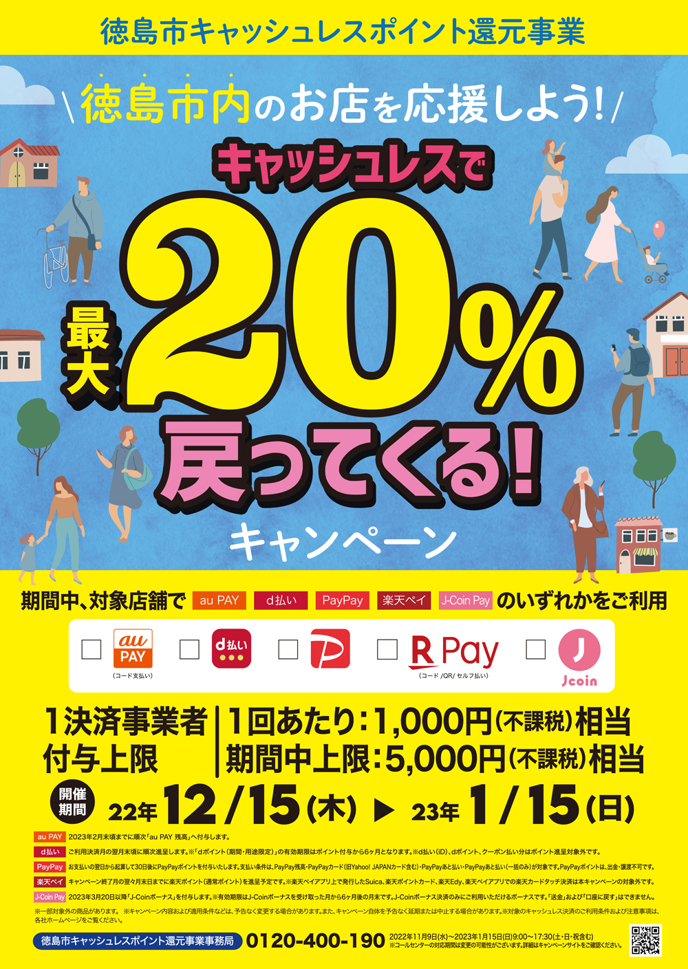 12月15日～2023年1月15日】徳島市キャッシュレスポイント還元キャンペーン | Fun!Fun!とくしま